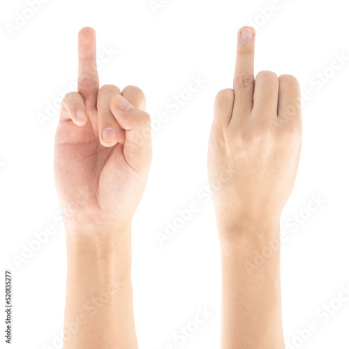 Ring finger hand gesture, Isolated on white background, Clipping path Included.