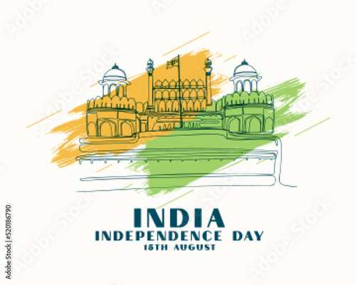 independence day of india with hand drawn red fort