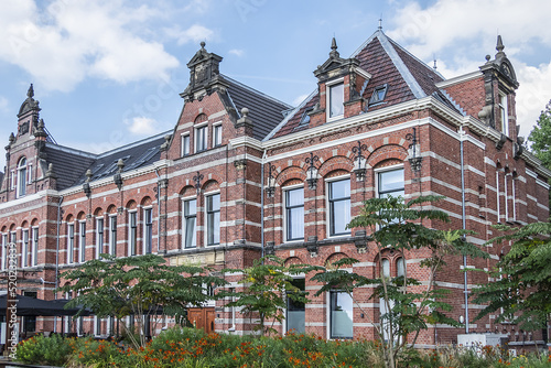 Original, monumental building was once office of Westergasfabriek used to be a factory all those years ago and was constructed in 1885 so as to produce gas. Westerpark, Amsterdam, the Netherlands.