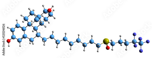  3D image of Fulvestrant skeletal formula - molecular chemical structure of Antiestrogen isolated on white background 
