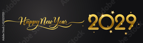 2029 Happy New Year in golden design, Holiday greeting card design.
