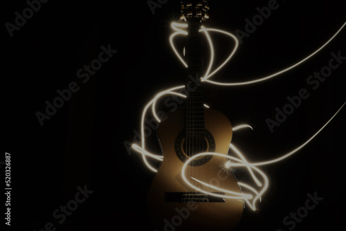 guitar on black background