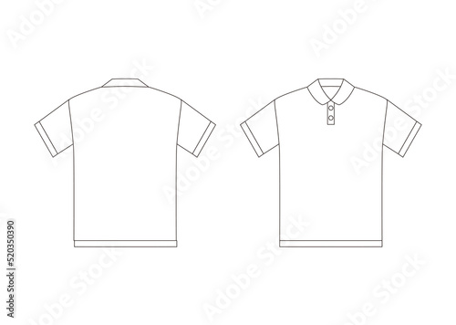 ポロシャツ 半袖 丸襟 シャツ 服 テンプレート イラスト モノクロ シンプル ゴルフシャツ