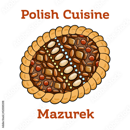 Mazurek traditional polish easter cake on white background