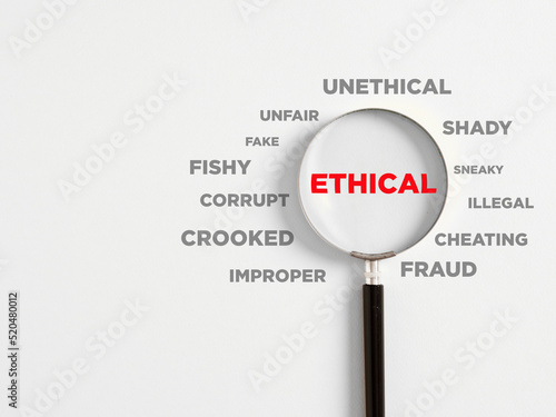 Finding the ethical values, way or attitude in business concept.