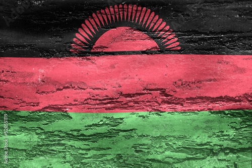 Malawi flag painted on a wooden surface