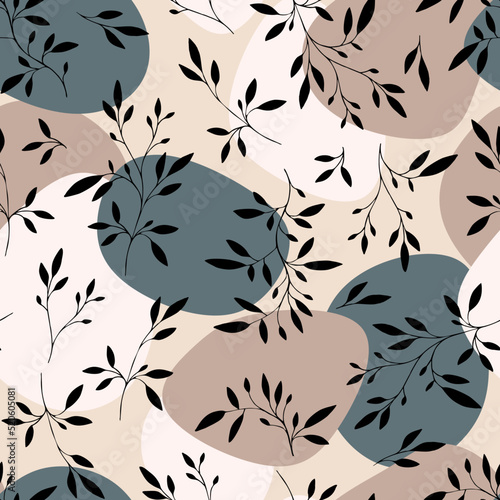 Retro pattern with leaf. Design for card, fabric, print, greeting, cloth, poster, clothes, textile.