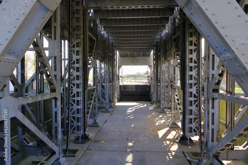 Interior view of the old Niederfinow ship lift, Oder Havel Canal, Brandenburg, Germany