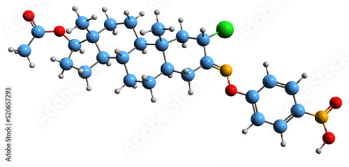 3D image of Nisterime acetate skeletal formula - molecular chemical structure of anabolic-androgenic steroid isolated on white background 