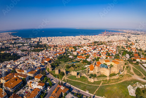 aerial view of fortress of seven towers (Heptapyrgion fortress), Thessaloniki, Greece. High quality photo