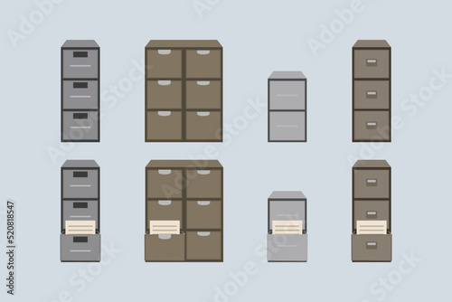 file cabinet design vector flat isolated illustration