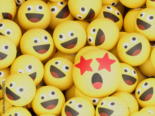 Crazy Eyes Over Star Struck Emoticon Balls Crypto Currency 3D Illustration Render