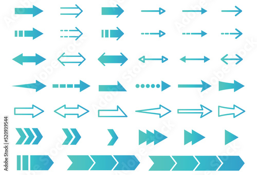 矢印のアイコンセット ブルーのグラデーション