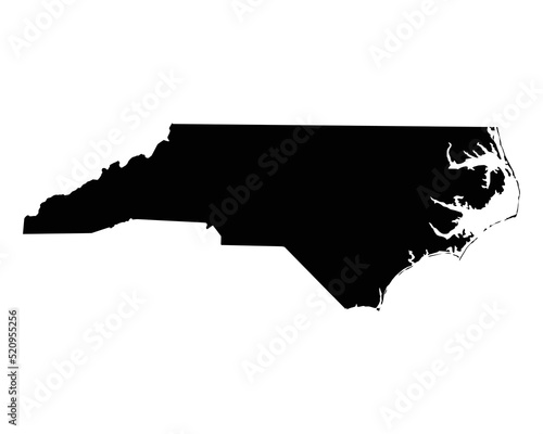 North Carolina US Map. NC USA State Map. Black and White North Carolinian State Border Boundary Line Outline Geography Territory Shape Vector Illustration EPS Clipart