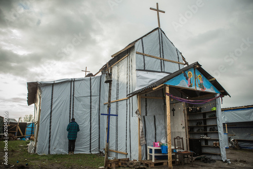 Refugee Crisis in France. February 23, 2016. Calais, France. A Christian church has been built in the jungle so they can worship.