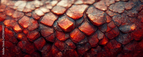 Texture of red dragon scales close up