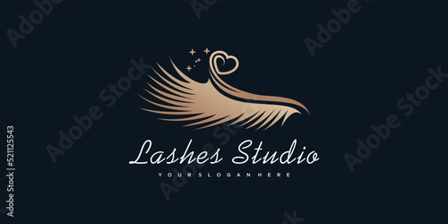 Eyelashes logo design idea with creative style premium vector