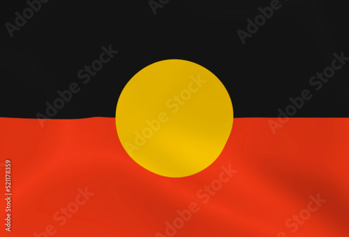 Illustration waving Australian Aboriginal Flag