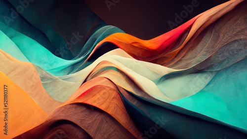 4K Abstract wallpaper colorful design, shapes and textures, colored background, teal and orange colores.