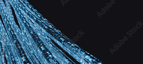 3D Rendering of abstract binary data in futuristic style high technology cable. Concept for High speed data transfer, Internet provider, giga speed ethernet, mobile data package advertising background