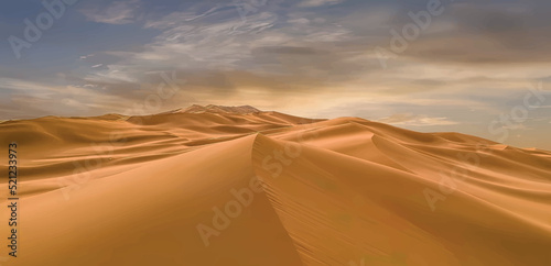 Beautiful design of sand dunes in the desert on a hot summer day