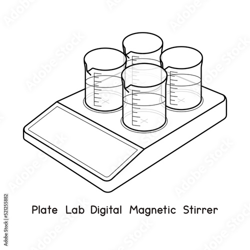 plate lab digital magnetic stirrer diagram for experiment setup lab outline vector illustration