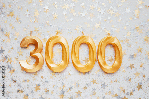 3000 three thousand followers card. Template for social networks, blogs. Festive Background Social media celebration banner. 3k online community fans. 3 three thousand subscriber