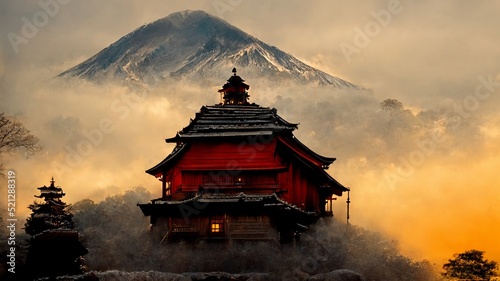 Beautiful View of Mountain Fuji and Chureito Pagoda, Fujiyoshida, Japan