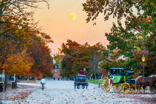 Colonial town in USA and carriage 