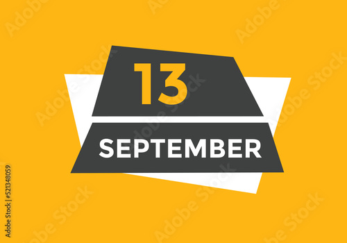 september 13 Calendar icon Design. Calendar Date 13th september. Calendar template 