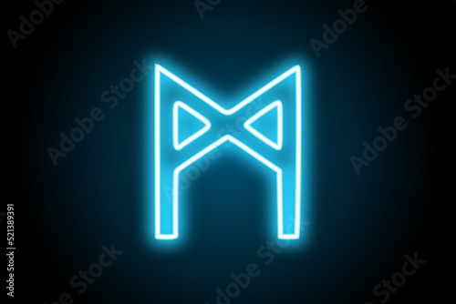 Mannaz mann viking norse nordic rune glowing neon symbol 