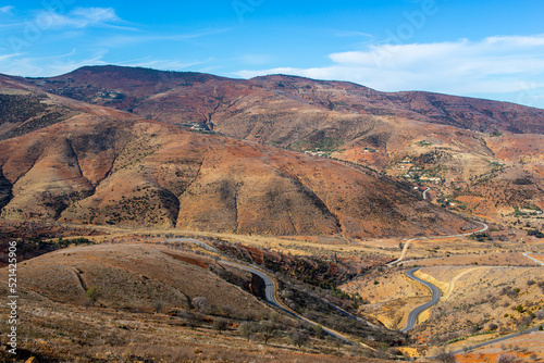 Curved roads in the rif mountains in Morocco