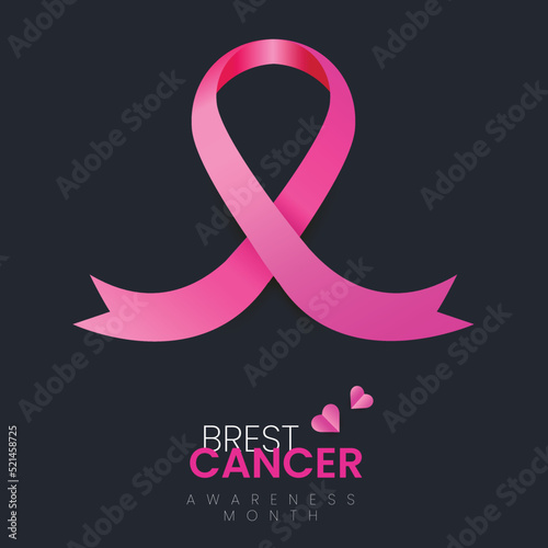Stylised female breasts from a pink ribbon. Breast Cancer Day. Brest cancer awareness month