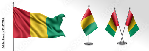 Set of Guinea waving flag on isolated background vector illustration