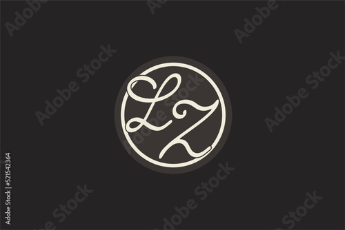 Initial letter LZ monogram logo with simple and creative cirle line design ideas