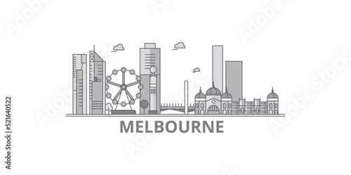 Australia, Melbourne City city skyline isolated vector illustration, icons