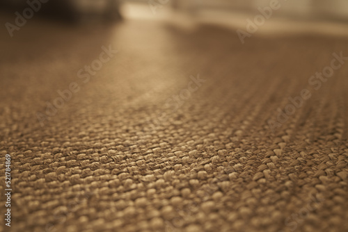 Closeup shot of jute rug on a floor