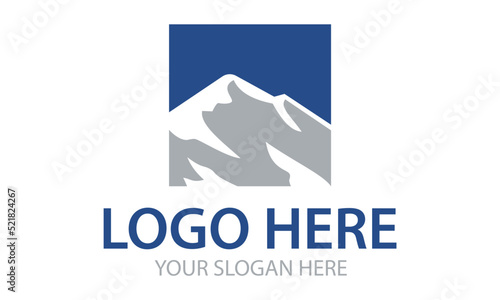 Blue and Grey Color Square Mountain Wave Logo Design