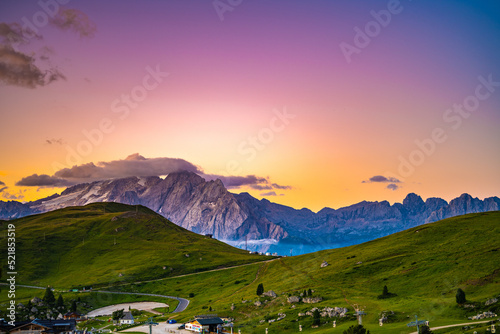 Dawn over the Marmolata in the Dolomites