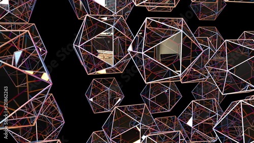 Geometric polygons. Computer generated 3d render