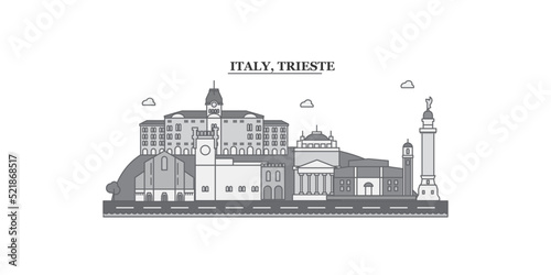 Italy, Trieste city skyline isolated vector illustration, icons