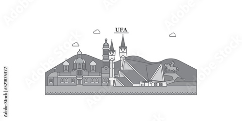Russia, Ufa city skyline isolated vector illustration, icons