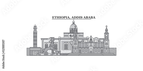 Ethiopia, Addis Ababa city skyline isolated vector illustration, icons