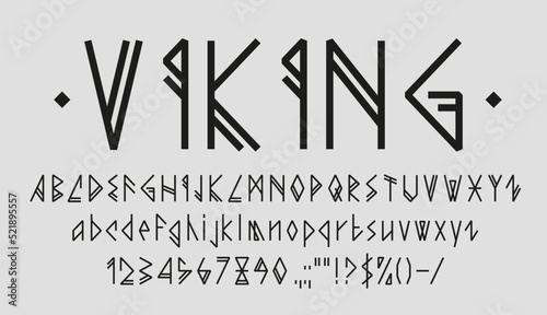 Viking font alphabet letters, Nordic runes type or Scandinavian gothic typeface, vector signs. Medieval Viking warriors font or Norse German runic typography and Celtic tribal script typeset