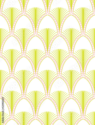 Abstract Art Deco Style Modern Geometric Pattern Feather Shapes Seamless Pattern Perfect for Allover Wall Paper Print or Interior Fabric
