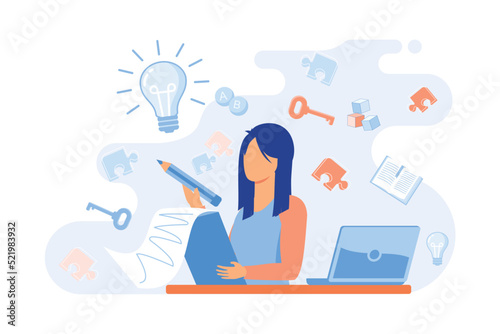 Creative thinking. People with different mental mindset types or model creative. Imaginative logical and structural thinking. MBTI person metaphor. Mind behavior concept. modern Flat illustration