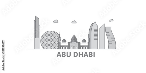 United Arab Emirates, Abu Dhabi City city skyline isolated vector illustration, icons