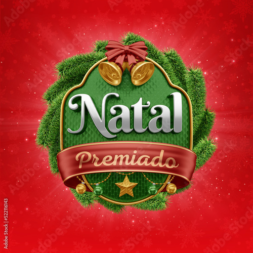 Selo 3D Natal Premiado Português Brasil