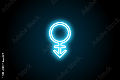 Female androgyny glowing neon symbol 