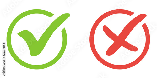 checkmark and X mark icon. check and uncheck icon vector. validation icon vector. for apps and websites.